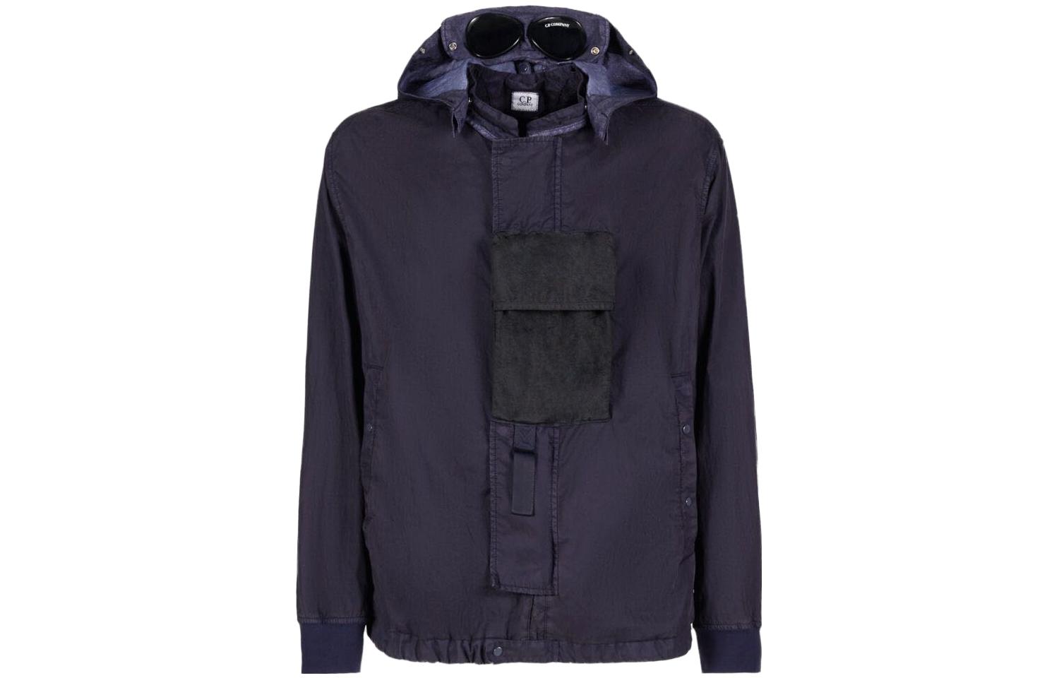 C.P. Company Hybrid Garment Dyed Goggle Hooded Windproof Jacket Blue Men 14CMOW220A006233G868