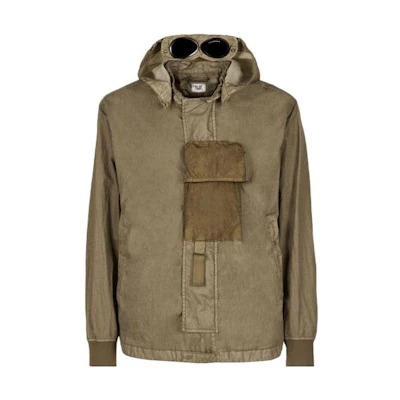 C.P. Company Hybrid Garment Dyed Hooded Goggle Jacket Windproof Long Sleeve 14CMOW220A006233G339
