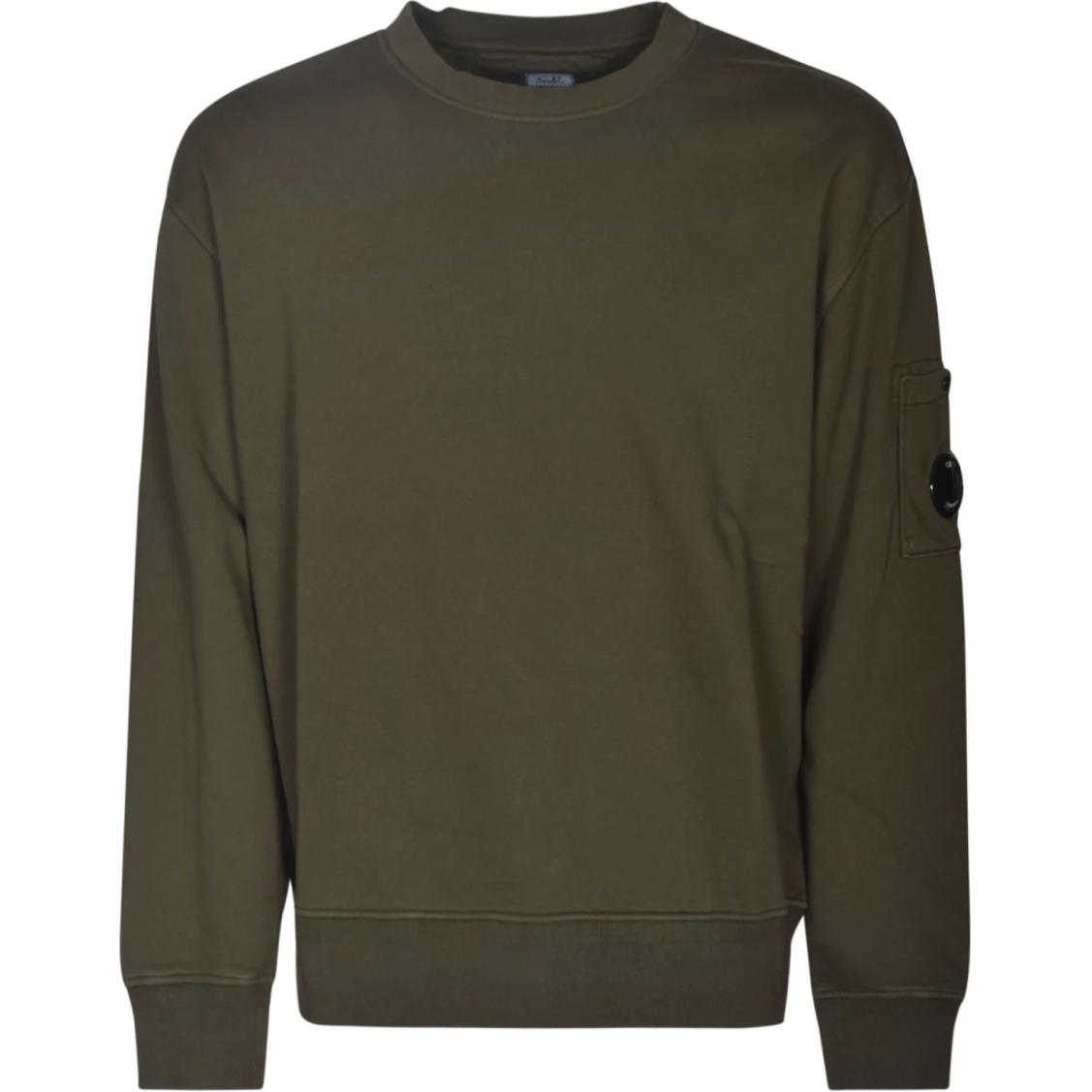 C.P. Company Ivy Green Logo Crewneck Long Sleeve Sweatshirt Men CMSS098A110044G-683