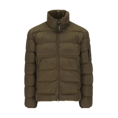 C.P. Company Ivy Green Solid Color Zip-Up Jacket with Stand Collar CMOW016A005904G683