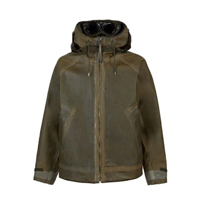 C.P. Company Ivy Green Washed Effect Zip-Up Hooded Jacket 15CMOW169A006594A683