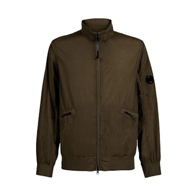 C.P. Company Khaki Jacket with Circular Logo & Stand Collar 12CMOW204A005904G-683