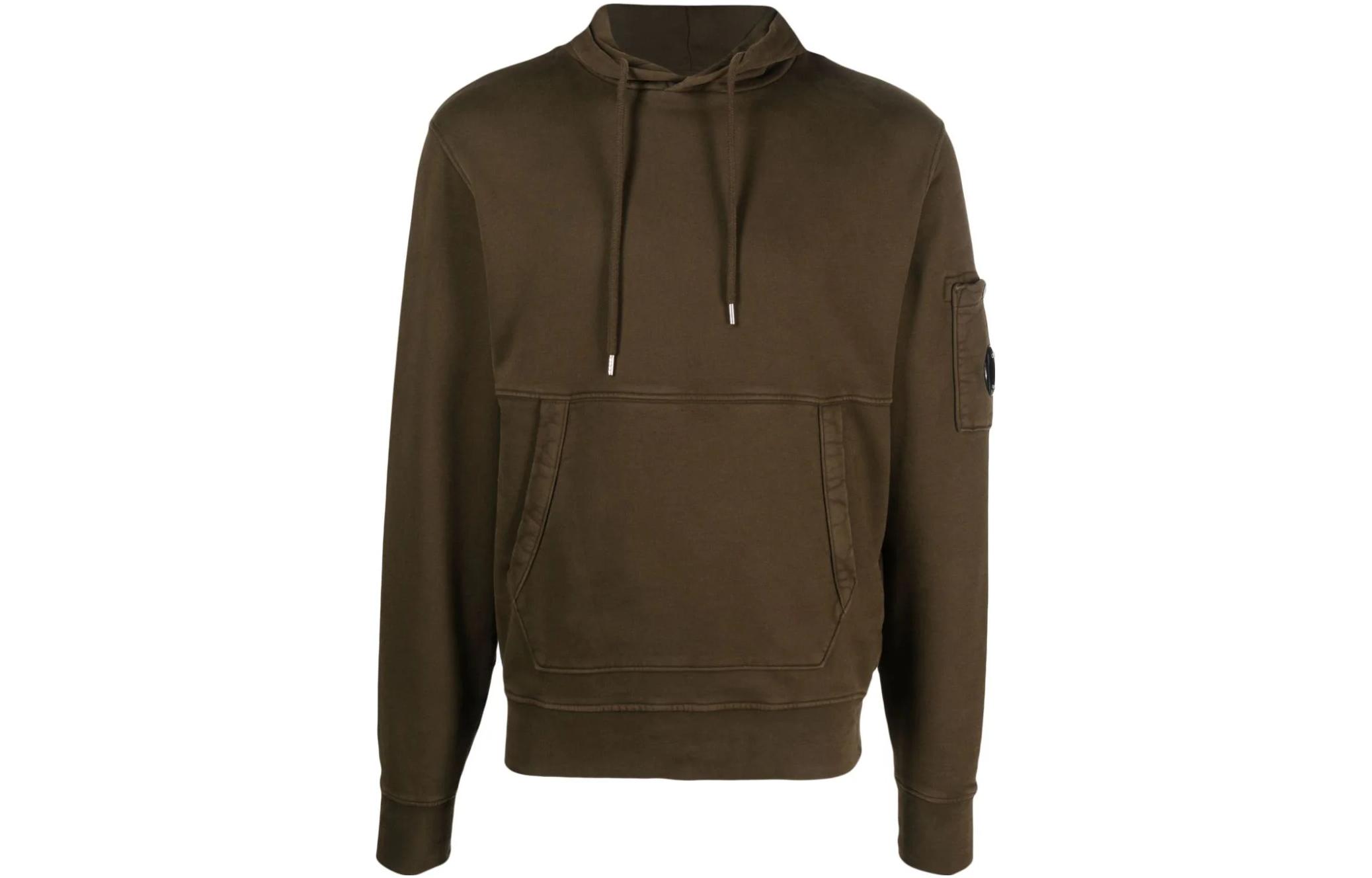 C.P. Company Khaki Long Sleeve Sweatshirt with Solid Pocket Design 15CMSS009A006372G683