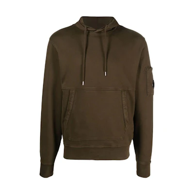 C.P. Company Khaki Long Sleeve Sweatshirt with Solid Pocket Design 15CMSS009A006372G683