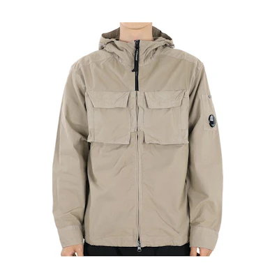 C.P. Company Khaki Solid Color Zip-Up Hoodie Jacket 14CMSH093A006069G330