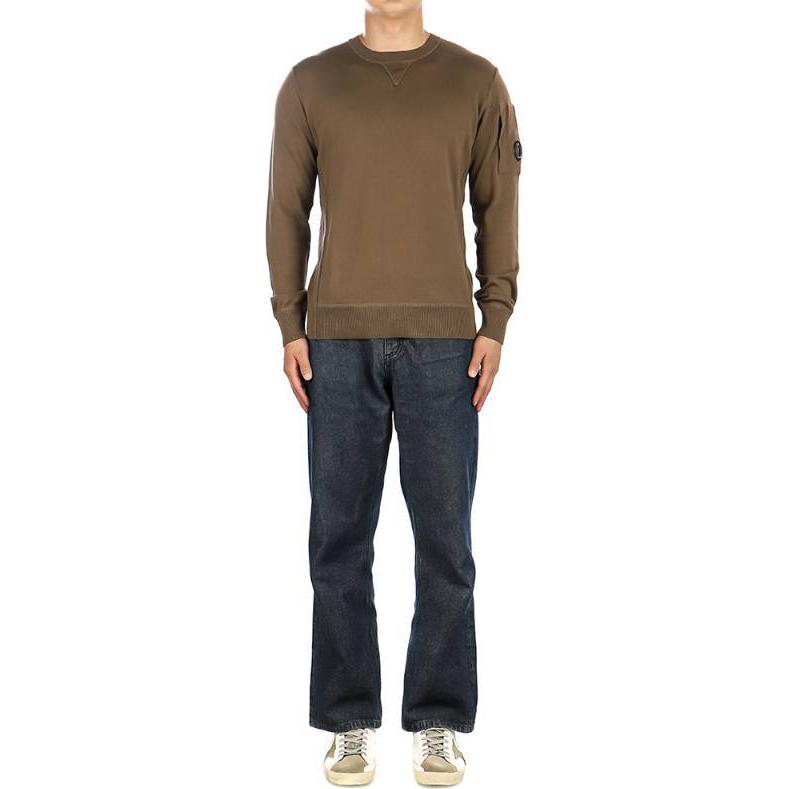 C.P. Company Lens Detail Crewneck Long Sleeve Sweatshirt Brown Mens CMKN127A004037A339