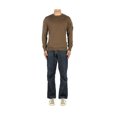 C.P. Company Lens Detail Crewneck Long Sleeve Sweatshirt Brown Mens CMKN127A004037A339