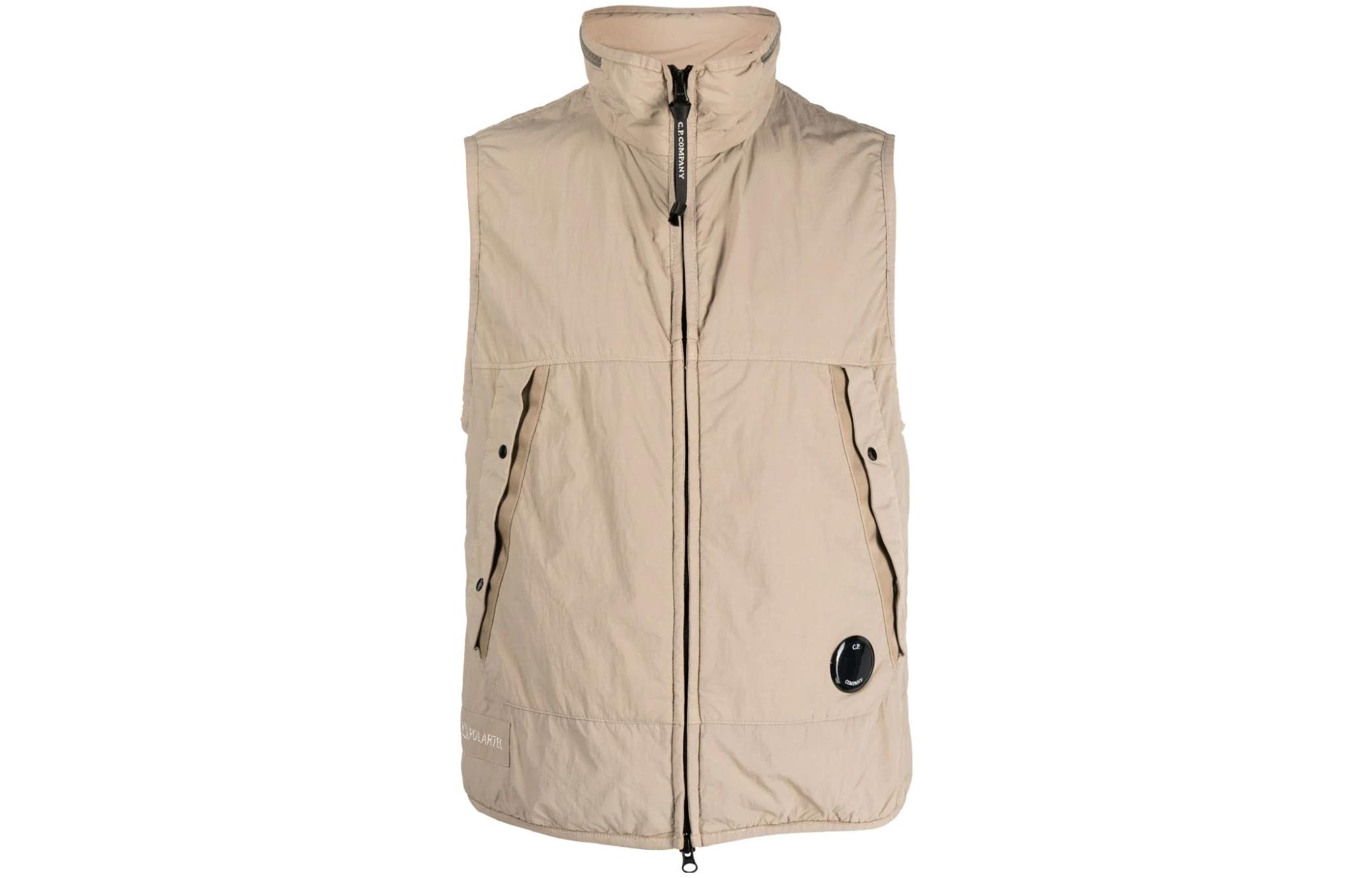 C.P. Company Light Beige Sleeveless Zip-Up Jacket 14CMOW089A006124G-330