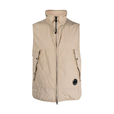 C.P. Company Light Beige Sleeveless Zip-Up Jacket 14CMOW089A006124G-330