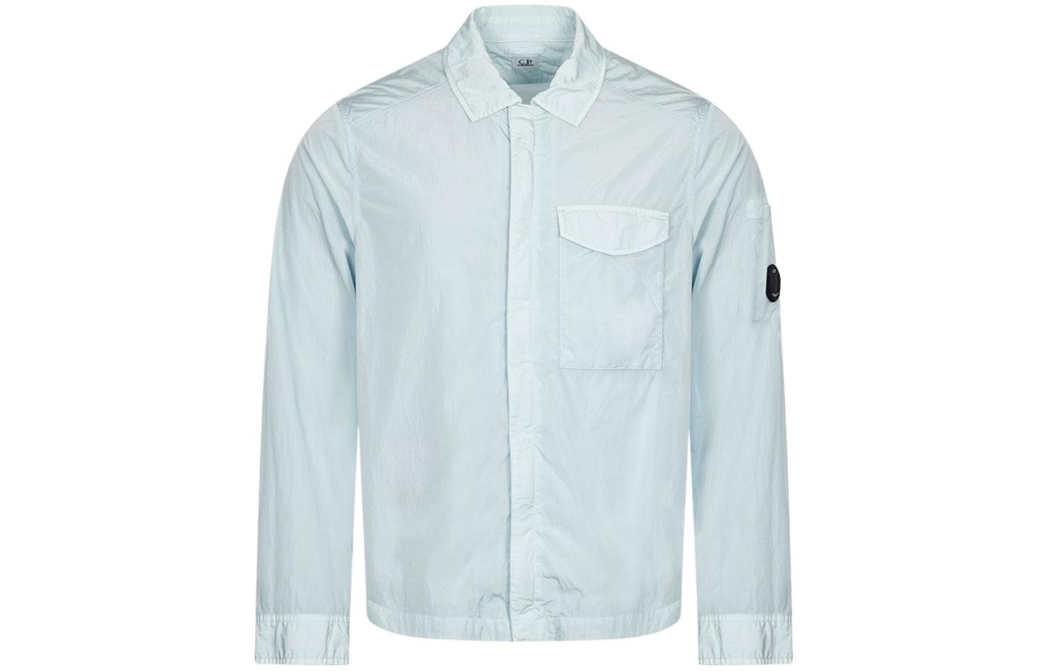 C.P. Company Light Blue Long-Sleeve Shirt Jacket with Chest Pocket 16CMOS039A005904G806