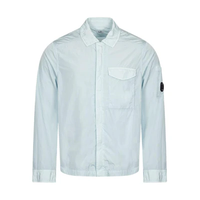 C.P. Company Light Blue Long-Sleeve Shirt Jacket with Chest Pocket 16CMOS039A005904G806