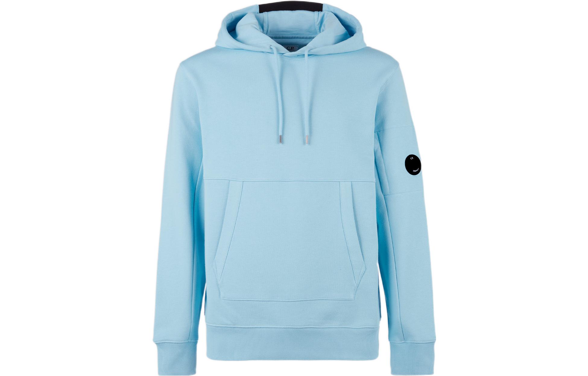 C.P. Company Light Blue Pullover Hoodie with Pocket 13CMSS023A005086W832