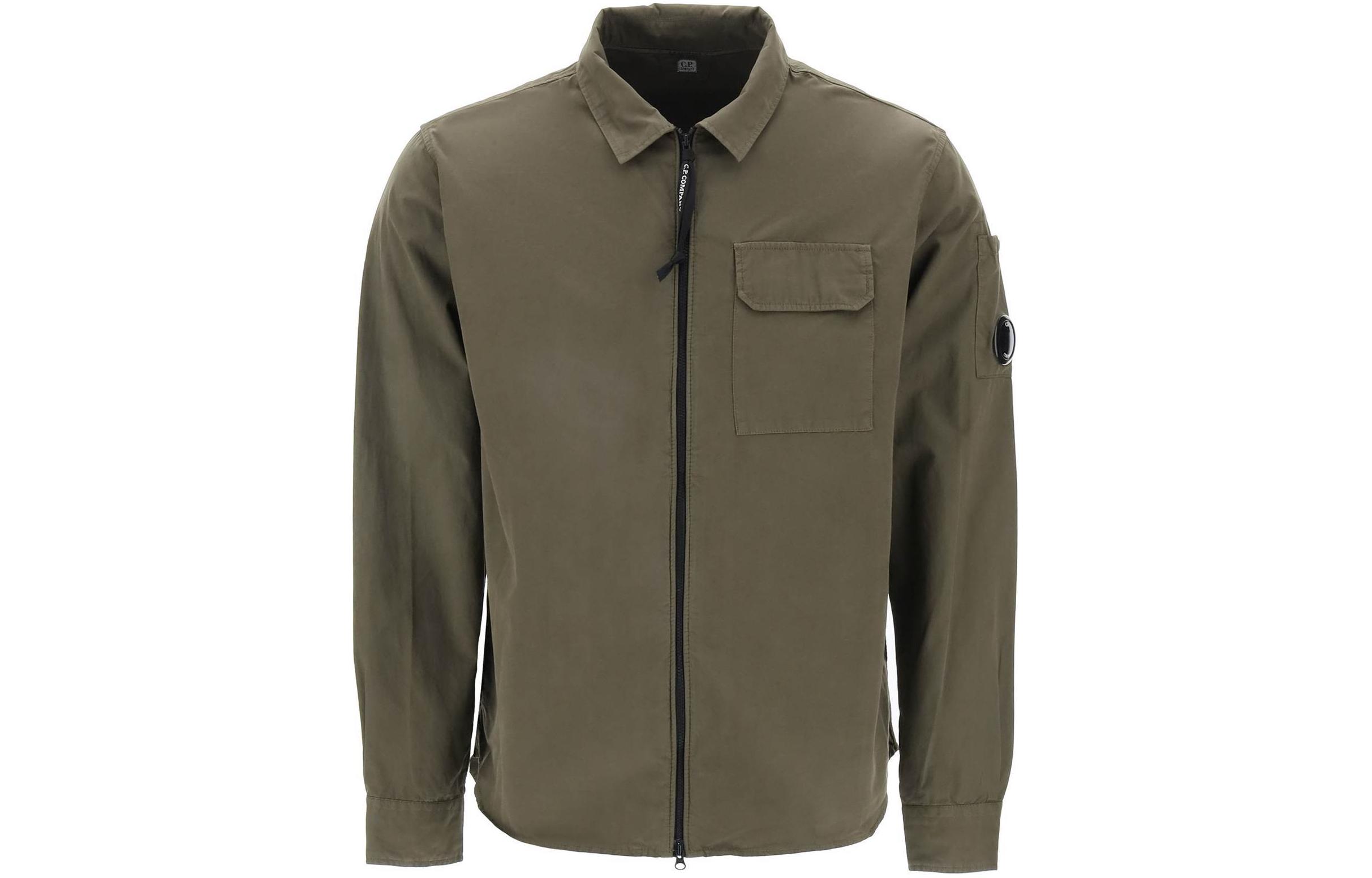 C.P. Company Light Brown Zip-Up Collared Jacket 16CMSH158A002824G683