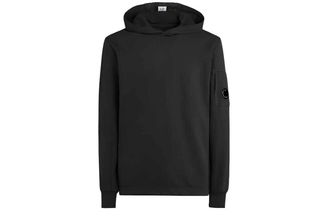 C.P. Company Light Fleece Hoodie Black Pullover Casual Sweatshirt 15CMSS033A002246G999