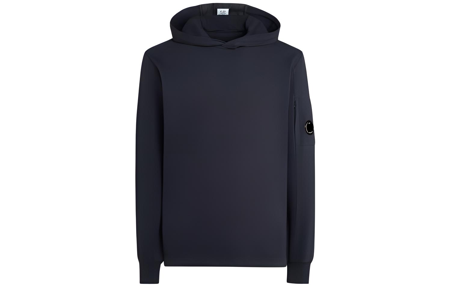 C.P. Company Light Fleece Hoodie Blue Loose-Fit Pullover with Logo 15CMSS033A002246G888