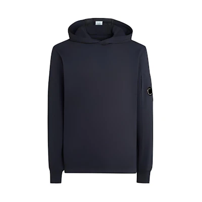 C.P. Company Light Fleece Hoodie Blue Loose-Fit Pullover with Logo 15CMSS033A002246G888