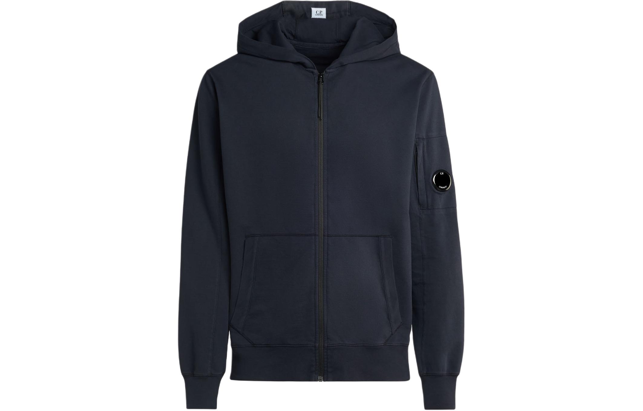 C.P. Company Light Fleece Zipped Hoodie Blue Long Sleeve Jacket 15CMSS034A002246G888