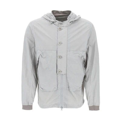 C.P. Company Light Grey Solid Zip-Up Hoodie Jacket Long Sleeve CMOS018A005991G913