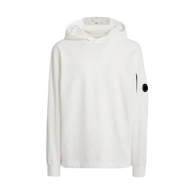 C.P. Company Lightweight Fleece Hoodie Unisex in Yarn White 15CMSS033A002246G103