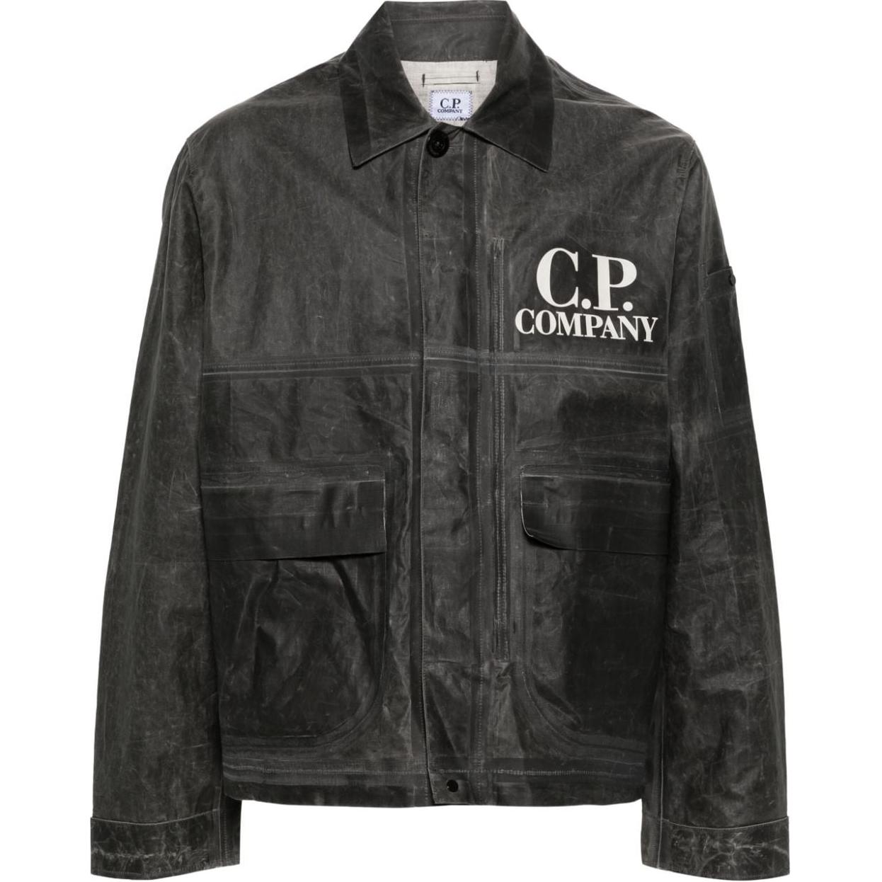 C.P. Company Logo Button Long Sleeve Jacket Grey CMOW194A110078A985