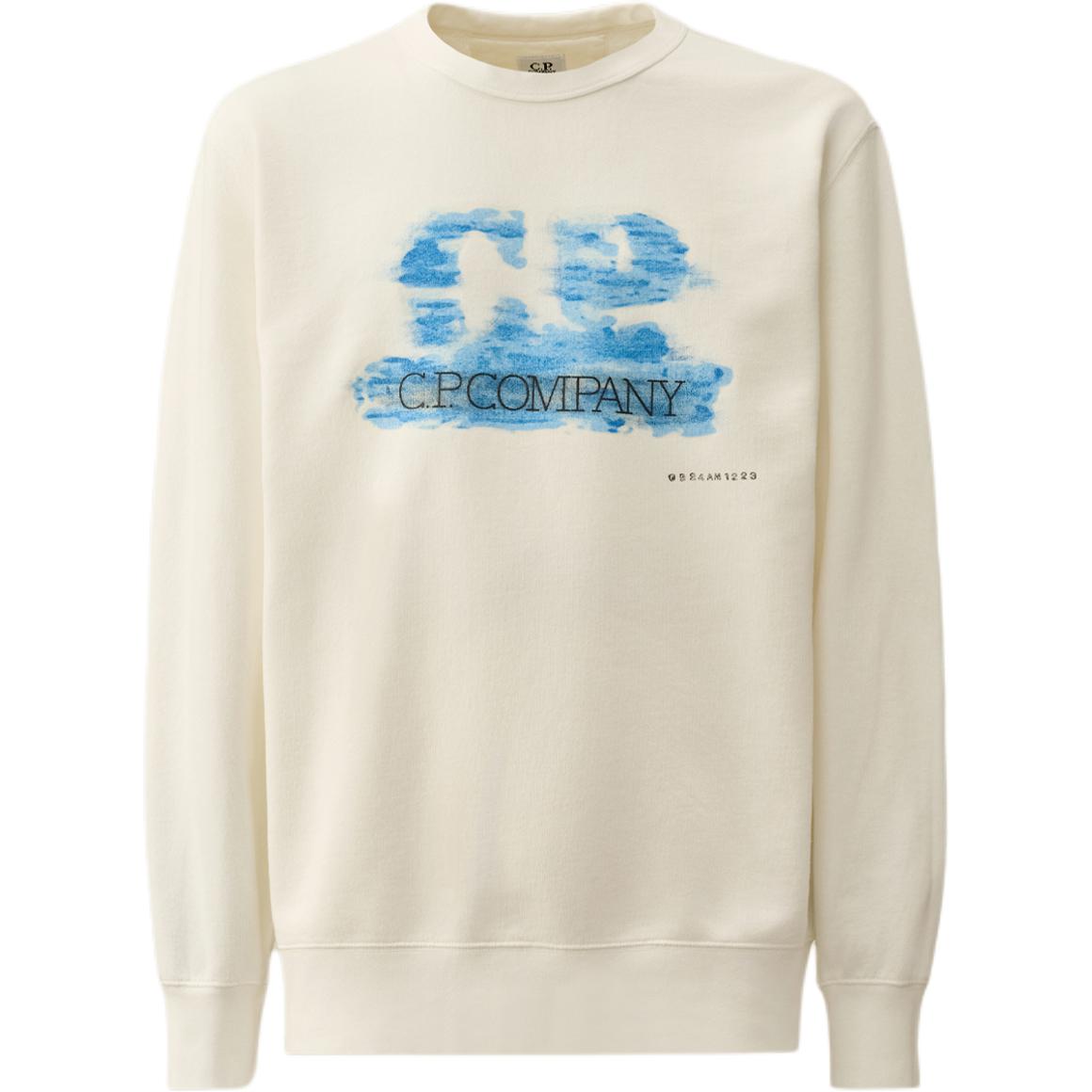 C.P. Company Logo Crewneck Printed Long Sleeve Sweatshirt Men’s Gauze White CMSS304A006312G103