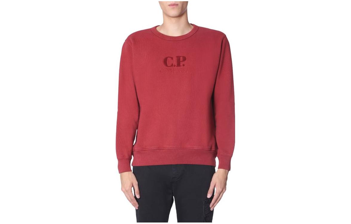 C.P. Company Logo Crewneck Pullover Long Sleeve Sweatshirt Men Red 07CMSS250A005594O576