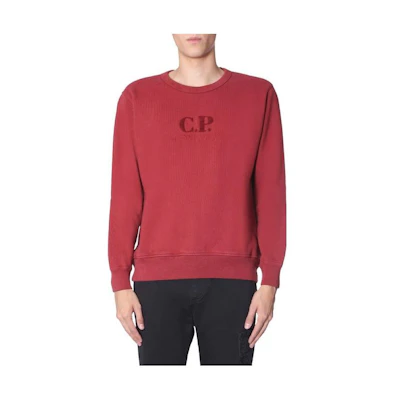 C.P. Company Logo Crewneck Pullover Long Sleeve Sweatshirt Men Red 07CMSS250A005594O576