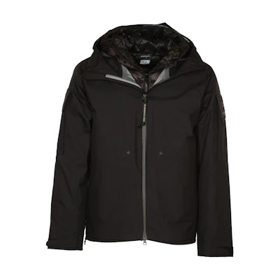 C.P. Company Logo Hoodie Full-Zip Jacket Black Long Sleeve Outerwear CLOW019A110031A999