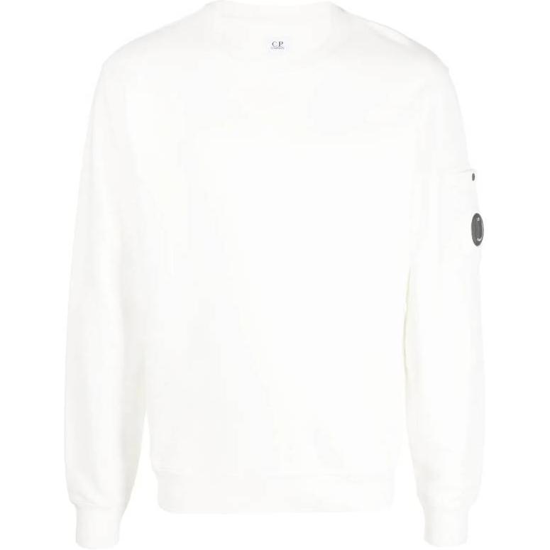 C.P. Company Logo Patch Crewneck Long Sleeve Sweatshirt Men White 13CMSS008A006372G103