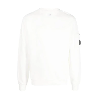 C.P. Company Logo Patch Crewneck Long Sleeve Sweatshirt Men White 13CMSS008A006372G103