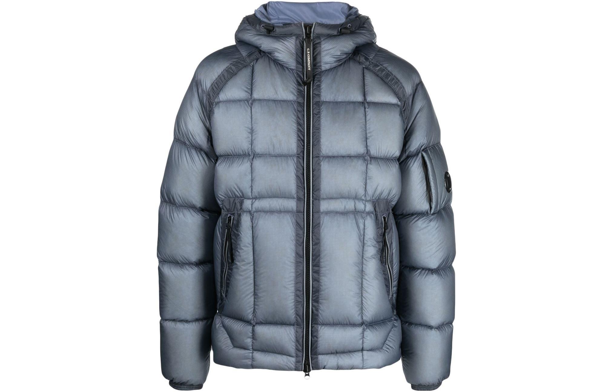 C.P. Company Logo Patch Padded Zip Hoodie Jacket Men’s Blue 13CMOW175A006099A843