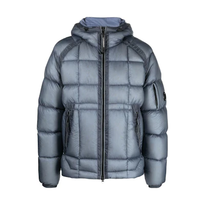 C.P. Company Logo Patch Padded Zip Hoodie Jacket Men’s Blue 13CMOW175A006099A843