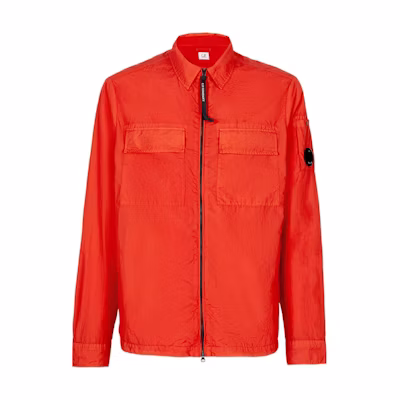 C.P. Company Logo Patch Red Full-Zip Jacket with Dual Pockets for Men 12CMSH141A005783G455