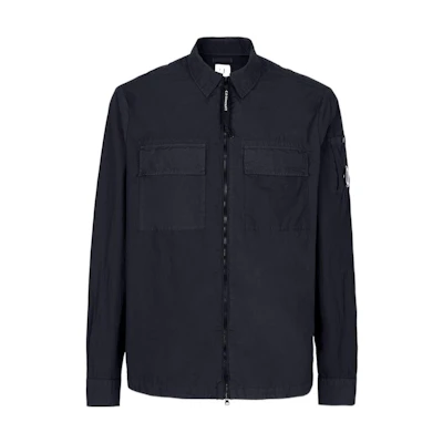 C.P. Company Logo Patch Zip Pocket Jacket Blue Men’s Long Sleeve Fall Edition 12CMSH141A005783G888