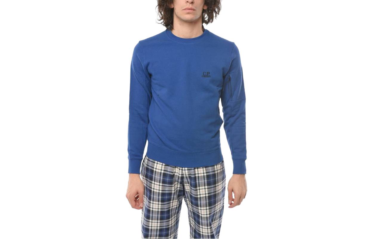 C.P. Company Logo Print Crewneck Sweatshirt Blue 12CMSS022B005086W892