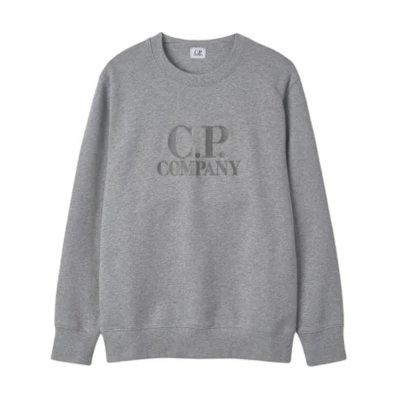 C.P. Company Logo Print Pullover Crewneck Sweatshirt Men’s Grey CMSS163A005086WM93