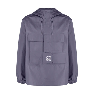 C.P. Company Logo Printed Multi-Pocket Hoodie Jacket Purple - 14CMOS020A006450A884