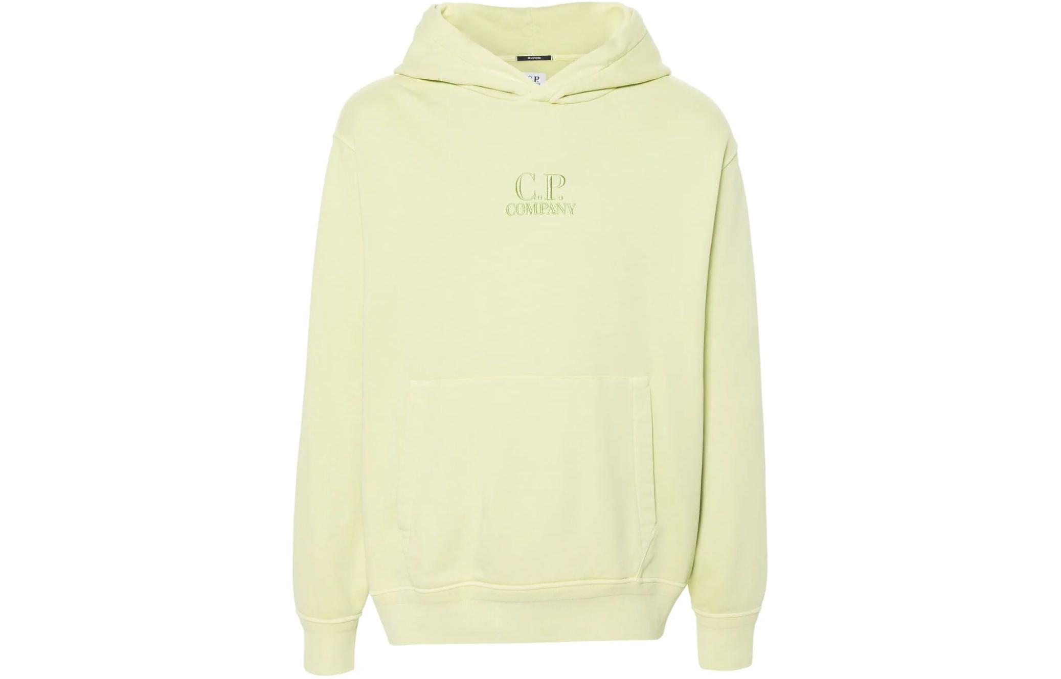 C.P. Company Logo Printed Yellow Hoodie Long Sleeve Pullover CMSS099B110044R613