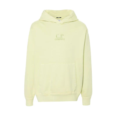C.P. Company Logo Printed Yellow Hoodie Long Sleeve Pullover CMSS099B110044R613