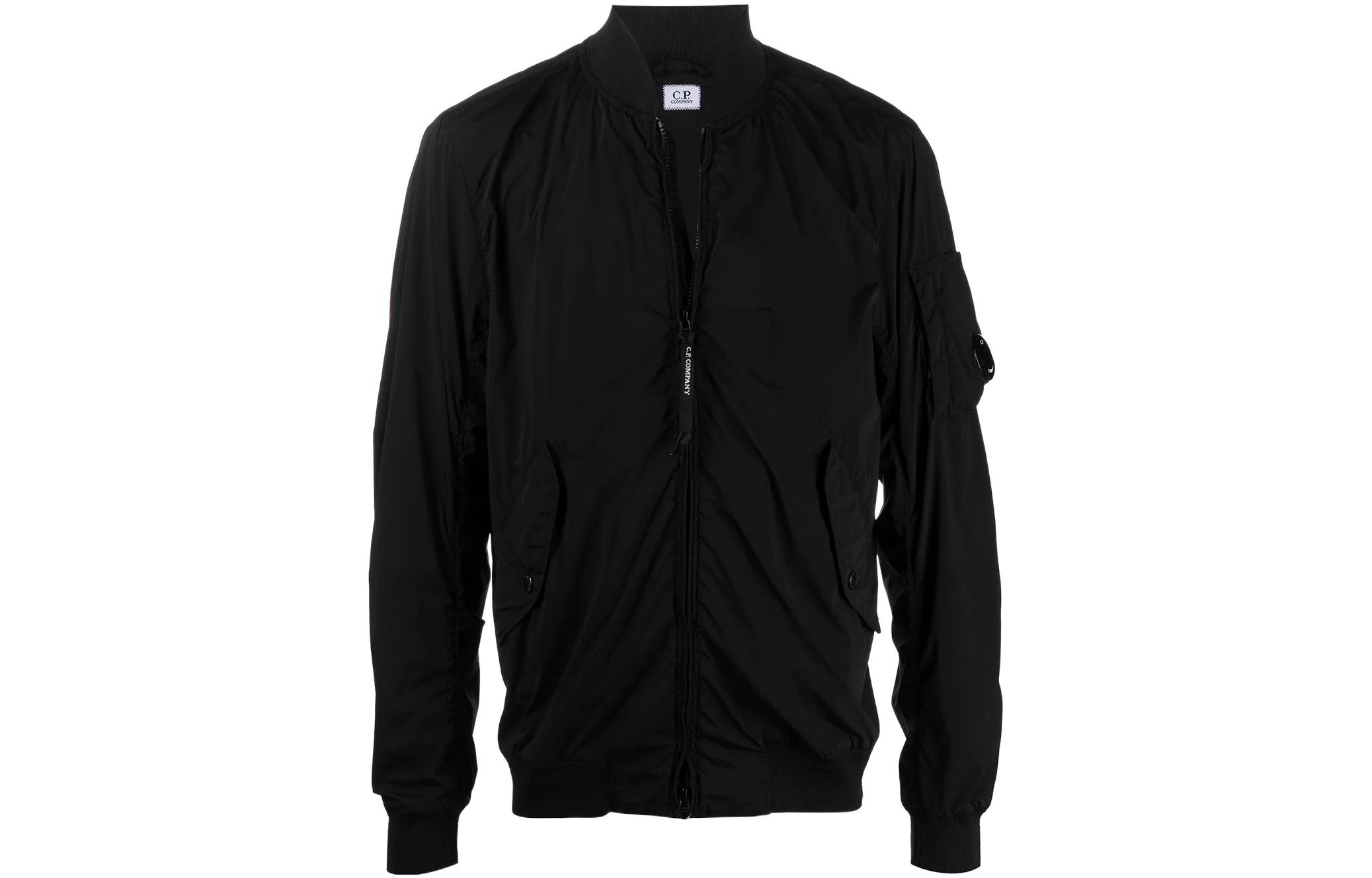 C.P. Company Logo Solid Color Long Sleeve Zip Jacket Black 10CMOW166A005864G999