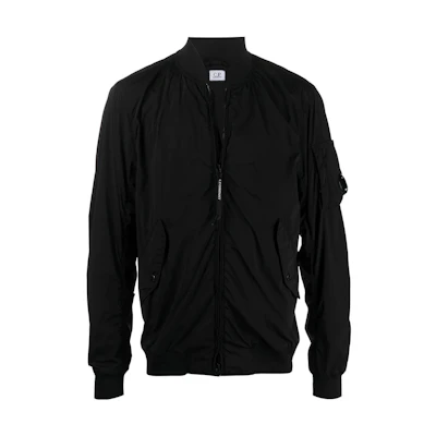 C.P. Company Logo Solid Color Long Sleeve Zip Jacket Black 10CMOW166A005864G999