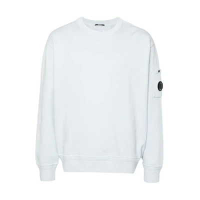 C.P. Company Men’s Light Blue Logo Printed Crewneck Oversized Sweatshirt CMSS098A110044R806