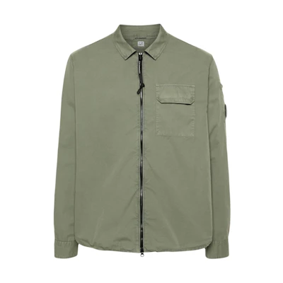 C.P. Company Men’s Olive Green Zip-Up Collared Long-Sleeve Jacket 16CMSH158A002824G627