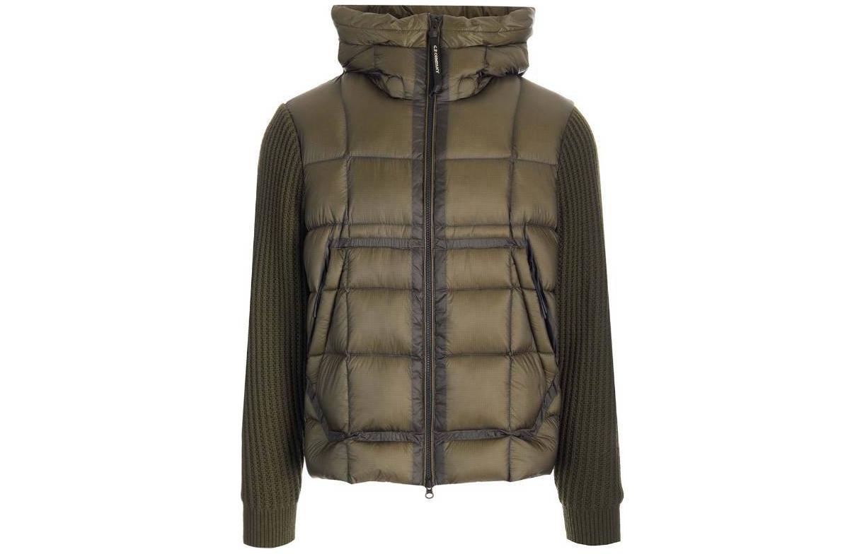 C.P. Company Merino Nylon Mixed Goggle Knit Zip Hoodie Jacket Green Mens 15CMKN214A006390M670