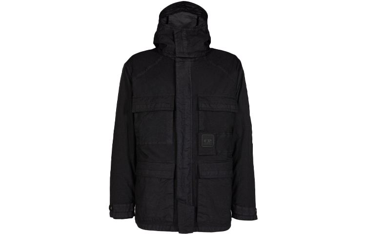 C.P. Company Metropolis CO-TED 4-Pocket Logo Hooded Jacket Black 11CMOW256A006022G-999