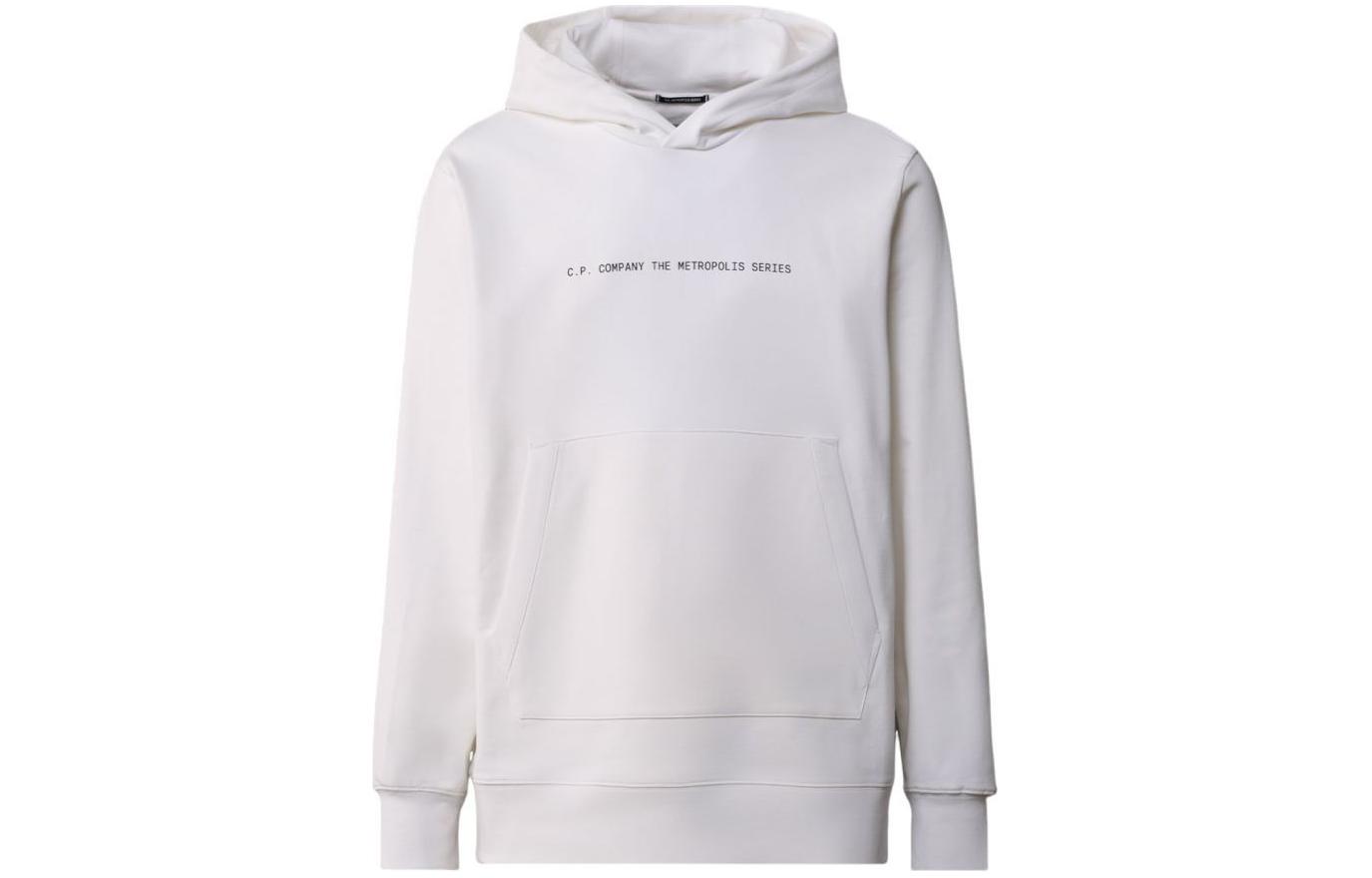 C.P. Company Metropolis Series White Hoodie Ribbed Pullover Long Sleeve 16CLSS041A006452W101