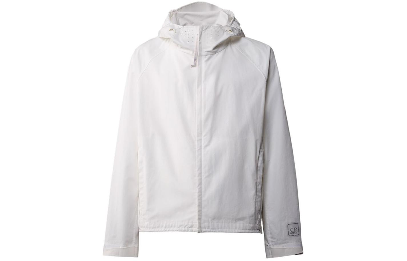 C.P. Company Metropolis Series White Zipper Hoodie Jacket for Men 16CLOW009A006450A101