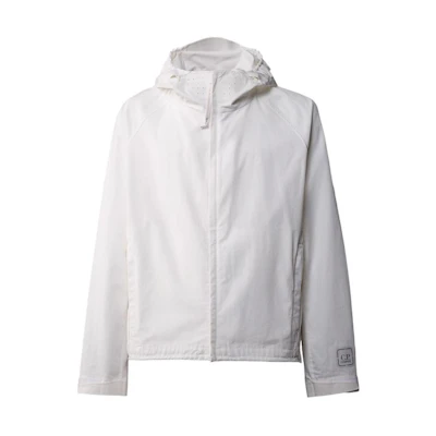 C.P. Company Metropolis Series White Zipper Hoodie Jacket for Men 16CLOW009A006450A101