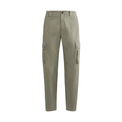 C.P. Company Military Twill Cargo Pants Green Loose-Fit Zipper Pocket Pants 15CMPA179A006409G335