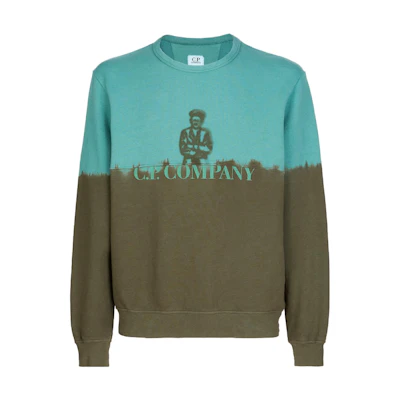 C.P. Company Multicolor Logo Print Crewneck Sweatshirt Unisex Green 14CMSS251A006312SV03